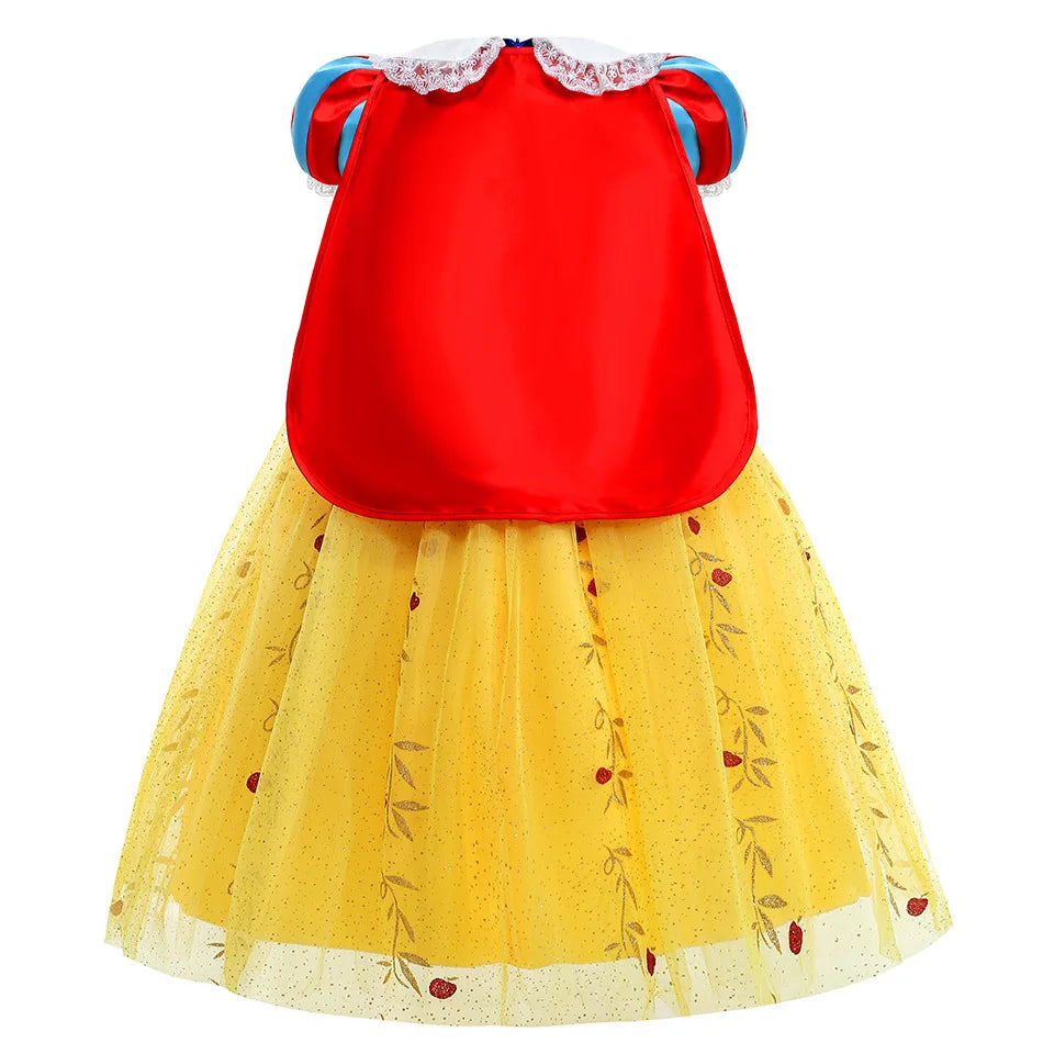 Girls Snow White Princess Dress Halloween Party Cosplay Outfits Kids Deluxe Sequin Costume With Cloak Birthday Surprise Gift