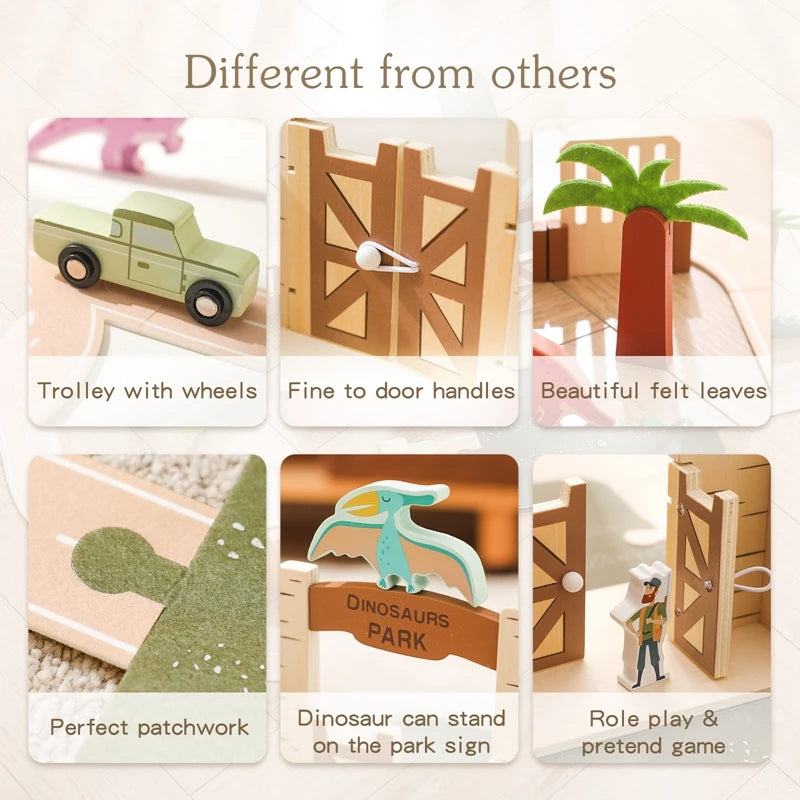 Montessori Dinosaur Scene Building Toy Stacking Building Block Toys Novel Wooden Montessori Educational Busy Box Newborn Puzzle