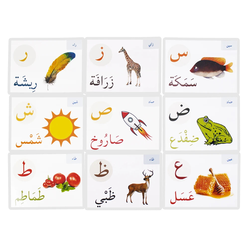 Baby Arabic Alphabet Card Montessori Learning Arabic Word Paper Children Educational Preschool Flashcards for Kids Cognitive Toy