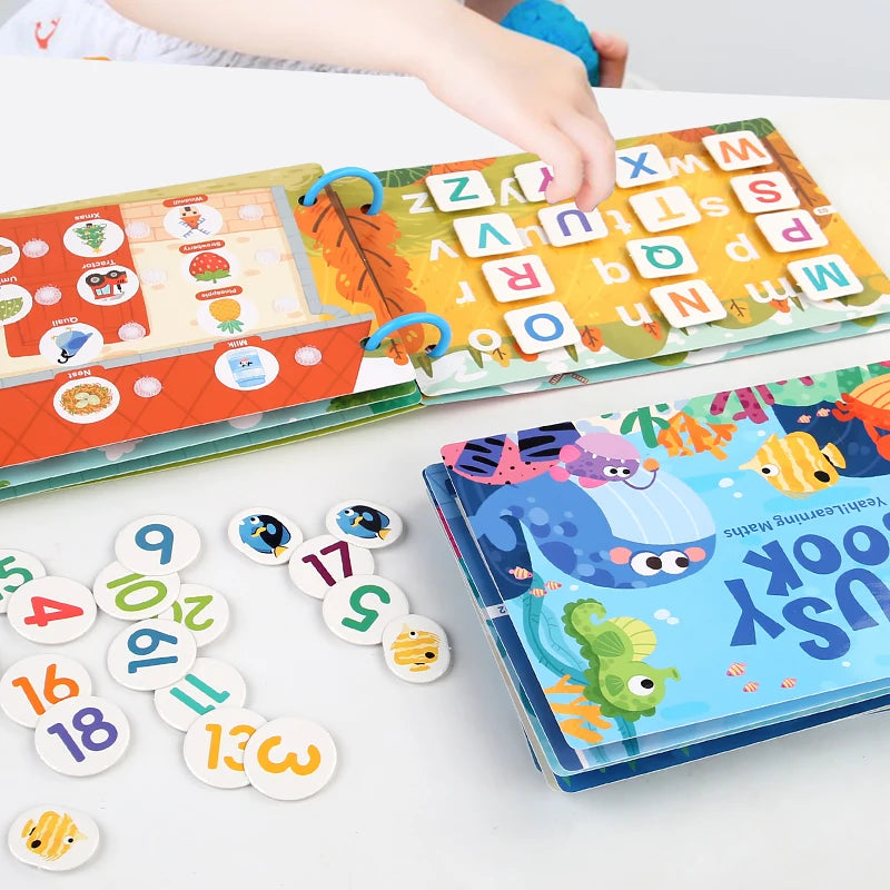 Early Education Puzzle Enlightenment Busy Book, Multiple Themes of Cognitive Tear-and-pasted Toy Book, Early Development, Concentration, Hand-eye Coordination Training