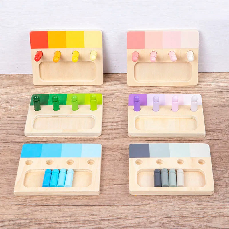 Wooden Montessori Toy Color Sense System Training Wood Insert Board 24 Color Children's Color Cognitive Matching Educational Toy