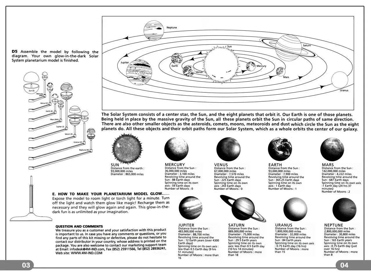 Solar System Model DIY Toys  Educational Child Science Technology Learning Solar System Planet Teaching Assembly Coloring Gift