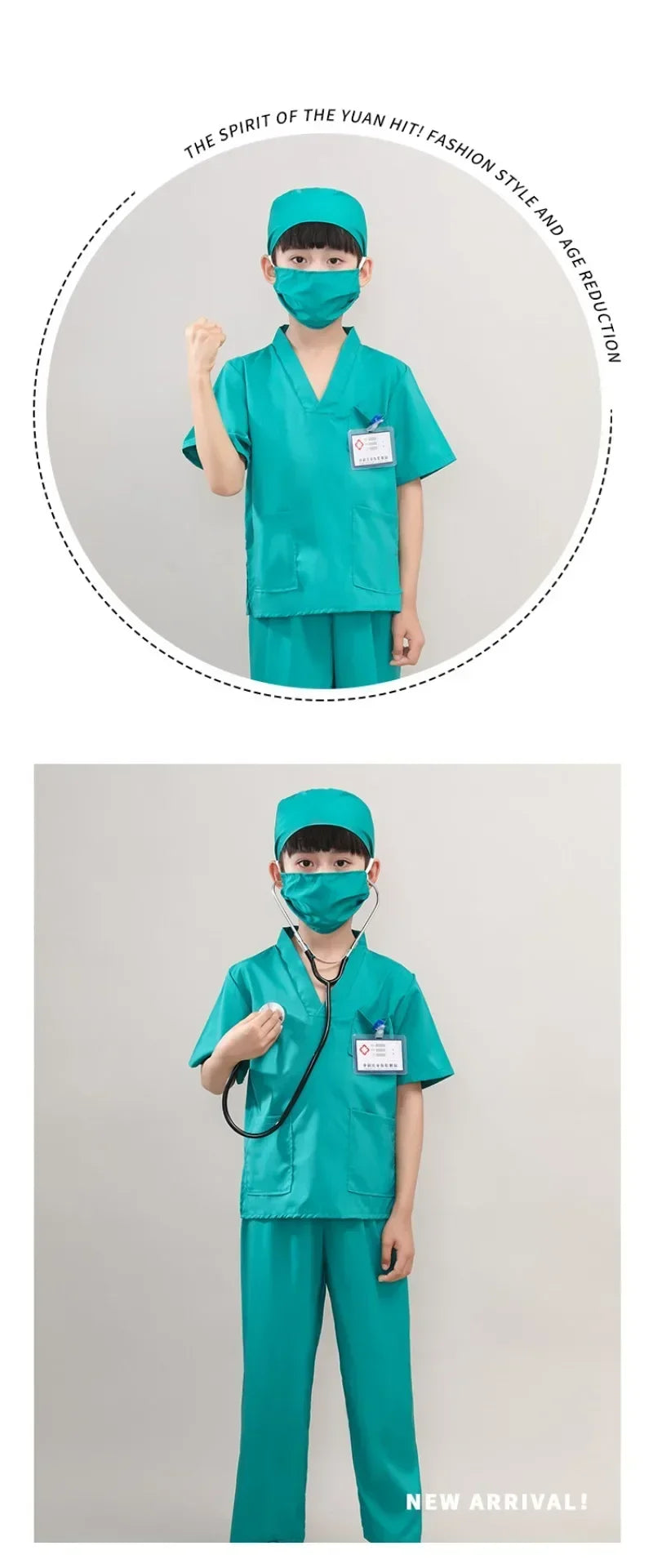 Children's White Coat Nurse's Suit Little Doctor's Surgical Suit Toddler's Boys' and Girls' Retrograde Dance Costume