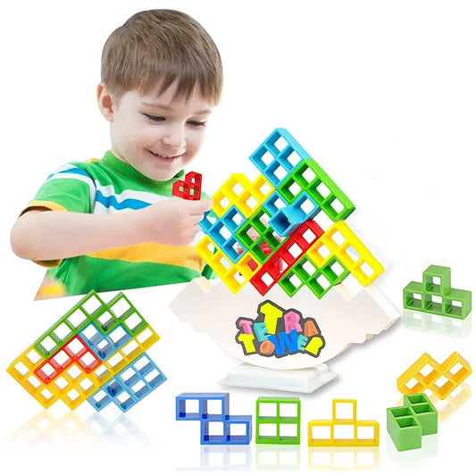 Tetra Tower Game Stacking Blocks Stack Building Blocks Balance Puzzle Board Assembly Bricks Educational Toys for Children Adults