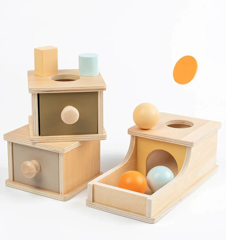 Montessori Infant Wooden Toys Target Box Rolling Drum Color Shape Cognition Match Educational Sensory Baby Teaching Aid Gifts