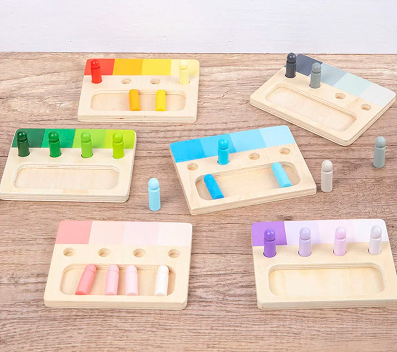 Wooden Montessori Toy Color Sense System Training Wood Insert Board 24 Color Children's Color Cognitive Matching Educational Toy