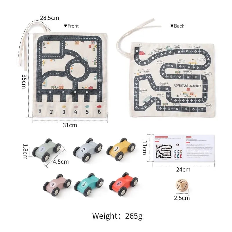 35*31CM Montessori Toys Baby Car Traffic Road Map Canvas Desktop Mat Game Wooden Car Parent-child Interaction Kid Education Gift