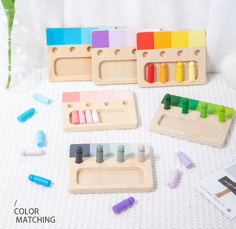 Wooden Montessori Toy Color Sense System Training Wood Insert Board 24 Color Children's Color Cognitive Matching Educational Toy