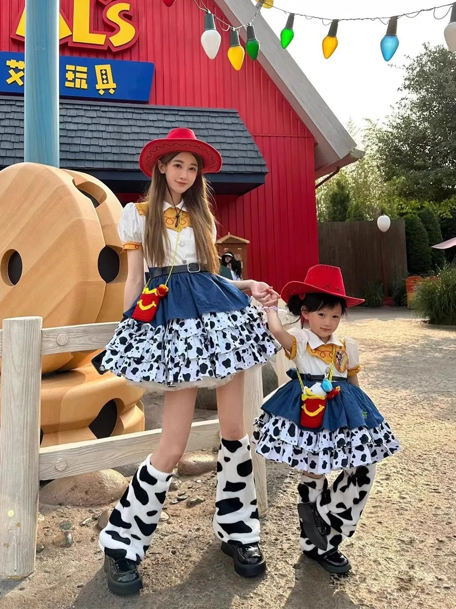 New Disney Girl Cuisi Skirt Children'S Lolita Princess Skirt Toy Story Woody Cowboy Cosplay  Costume Birthday Halloween Gift