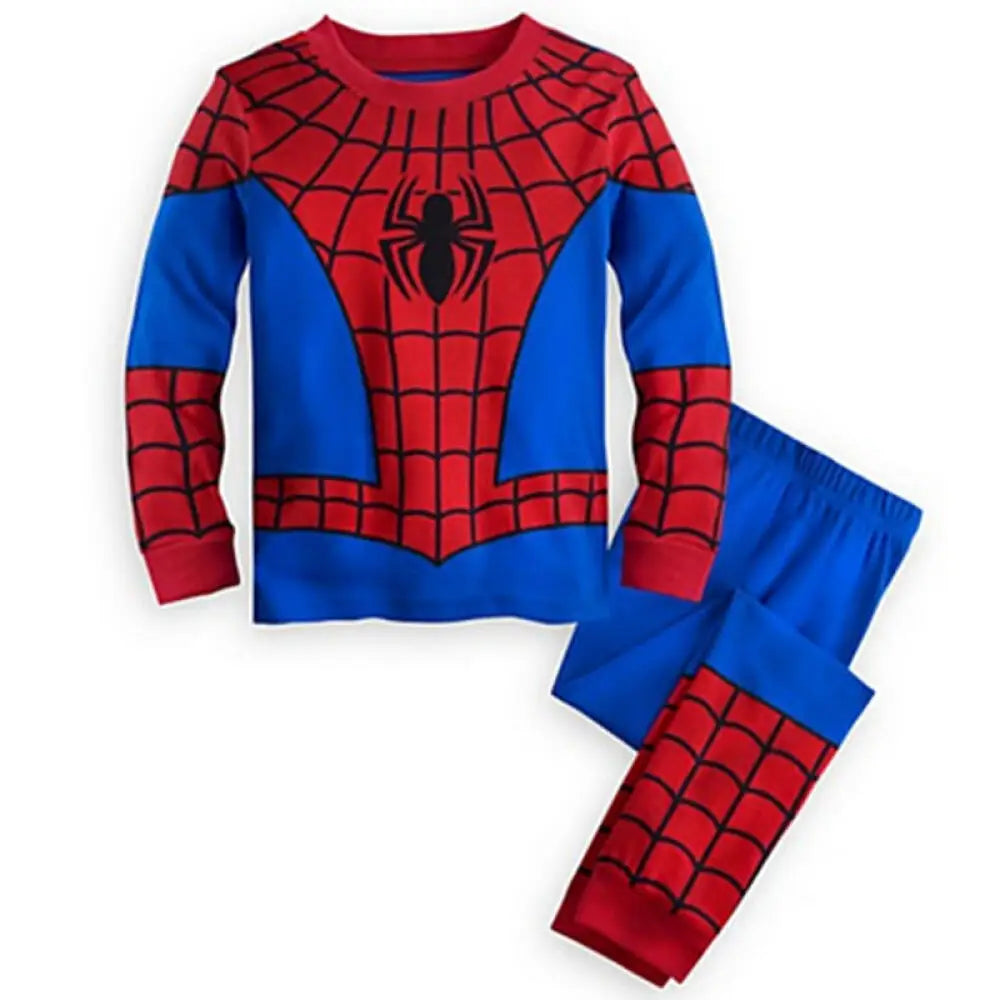 Children Super Hero Captain America Batman Cosplay Pajamas Cartoon Spider-Man Long Sleeve Top+Pant+Cape Suit 2-8T Baby Sleepwear