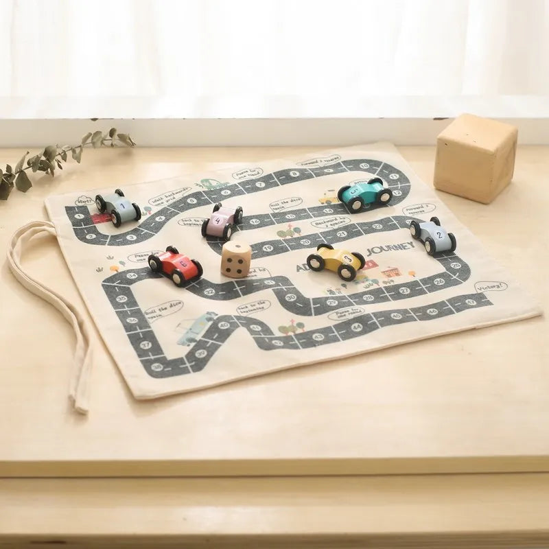 35*31CM Montessori Toys Baby Car Traffic Road Map Canvas Desktop Mat Game Wooden Car Parent-child Interaction Kid Education Gift