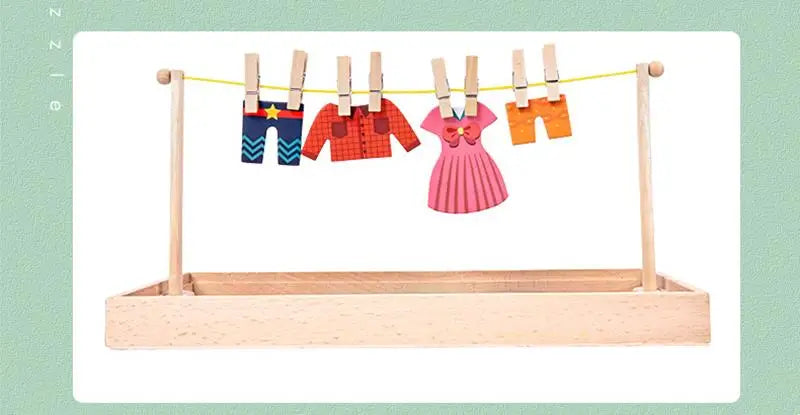 Wooden Kids Clothes Drying Dress-Up Puzzle Jigsaw Montessori Games  Toys Thinking Games Educational Matching Sorting Toys Gifts