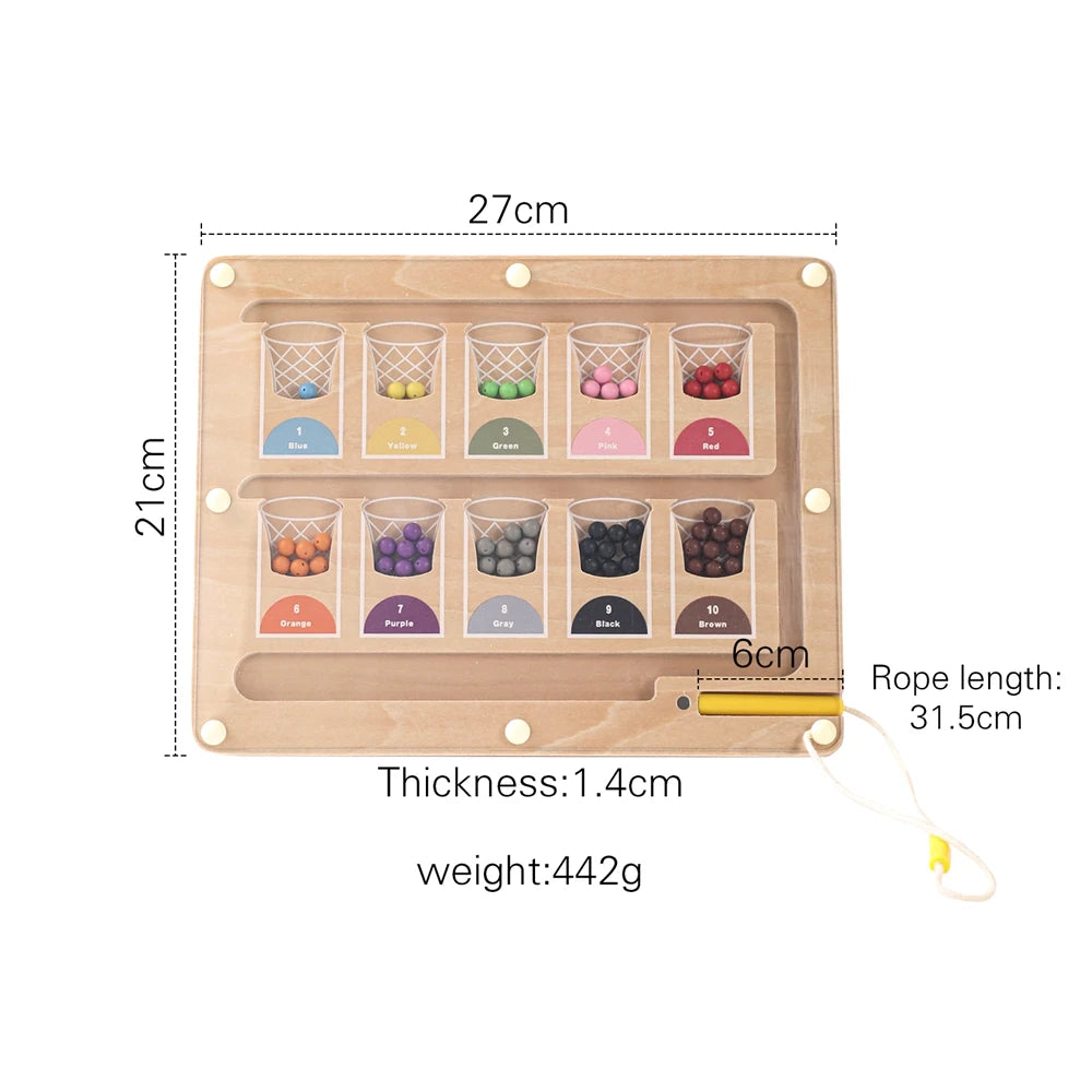 Montessori Magnetic board Baby Wooden Toy Basketball Sorting Game Tracing Board Baby Preschool Learning Education Toy Kids Gifts