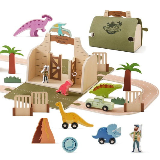 Montessori Dinosaur Scene Building Toy Stacking Building Block Toys Novel Wooden Montessori Educational Busy Box Newborn Puzzle