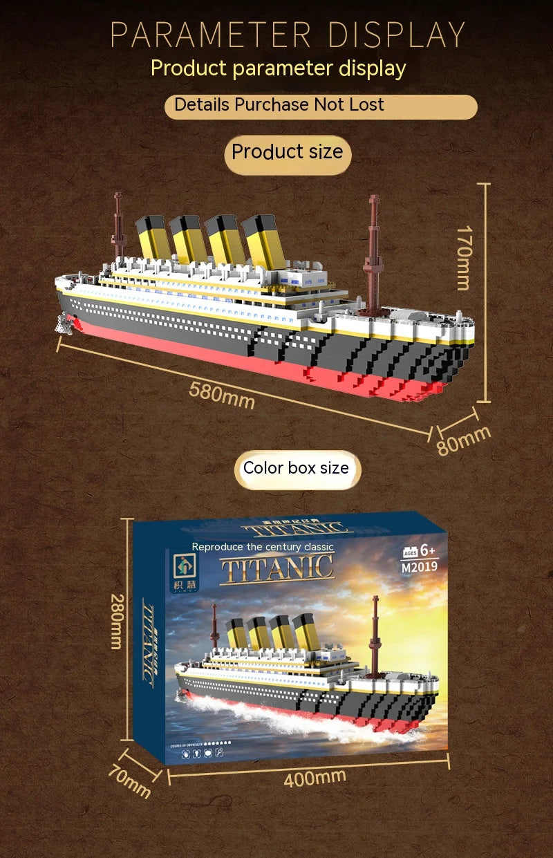 Titanic Giant Ship Boat Building Blocks Luxury Iceberg Cruise Wreck Set Micro City DIY Model Bricks Toys For Children Adult Gift