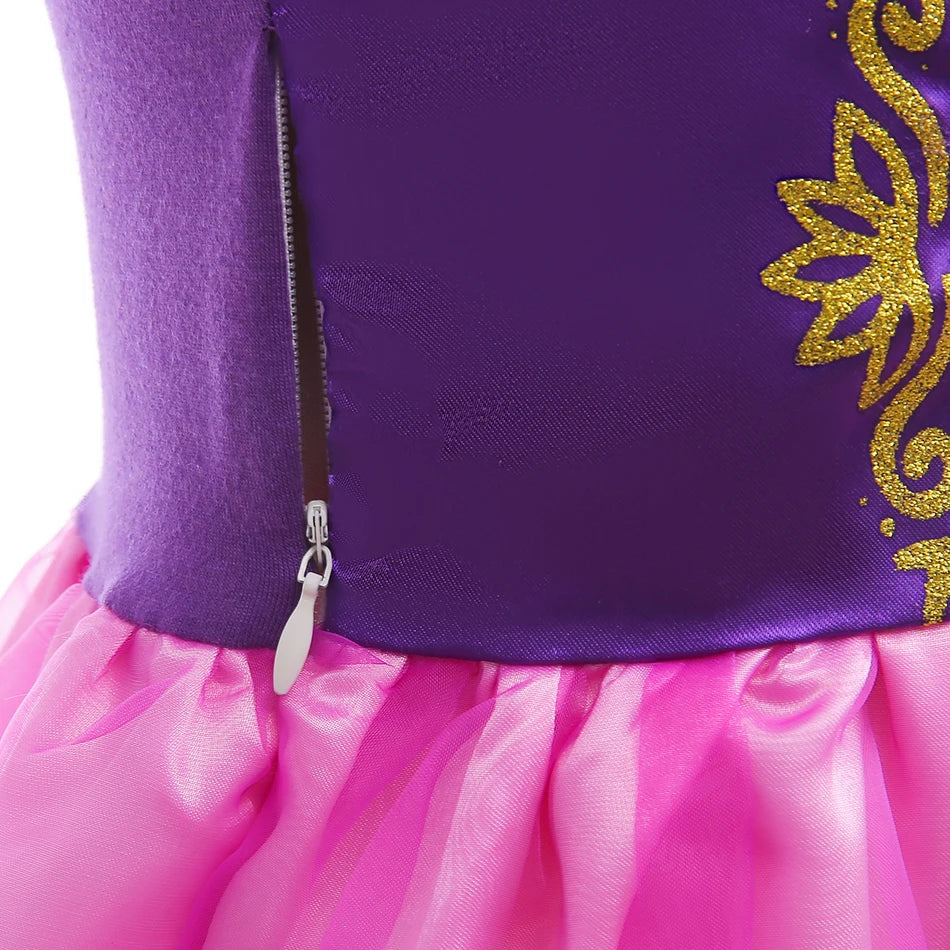 Princess Cosplay Rapunzel Dress Girl Tangled Baby Halloween Purple LED Light Costume Kid Christmas Carnival Fancy Ball Gowns