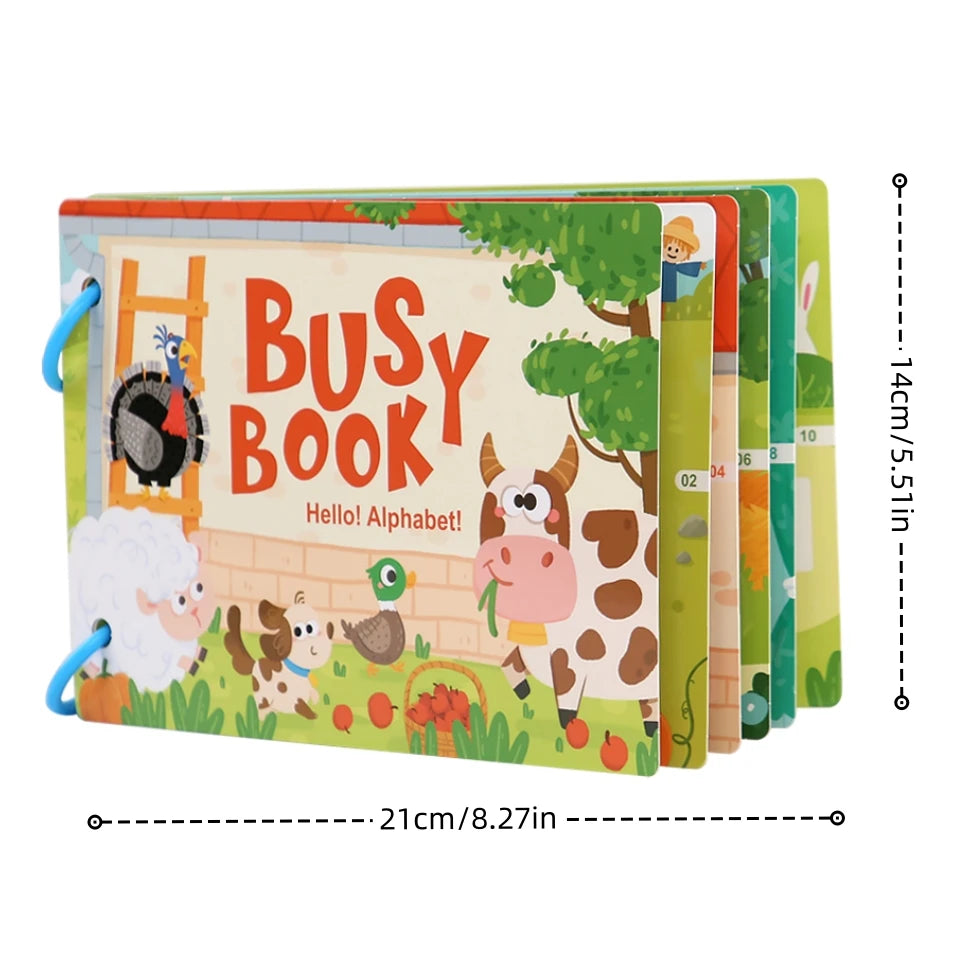 Early Education Puzzle Enlightenment Busy Book, Multiple Themes of Cognitive Tear-and-pasted Toy Book, Early Development, Concentration, Hand-eye Coordination Training