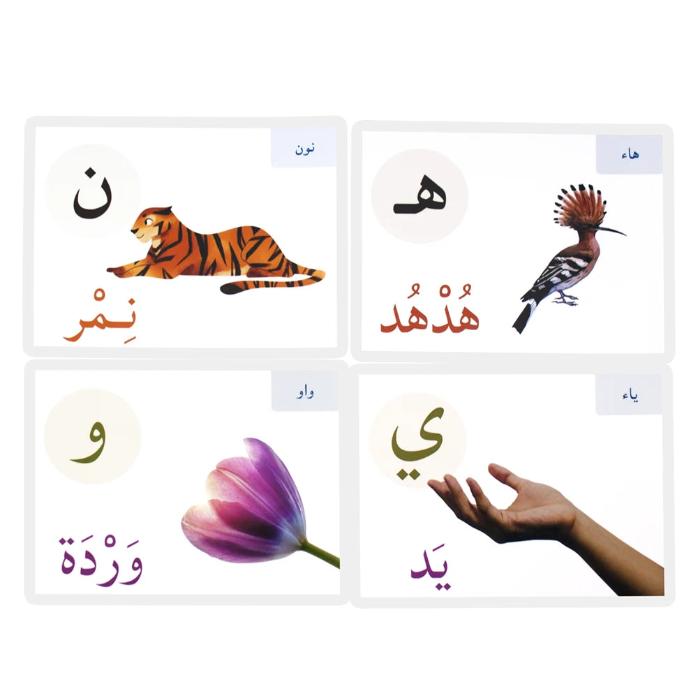 Baby Arabic Alphabet Card Montessori Learning Arabic Word Paper Children Educational Preschool Flashcards for Kids Cognitive Toy