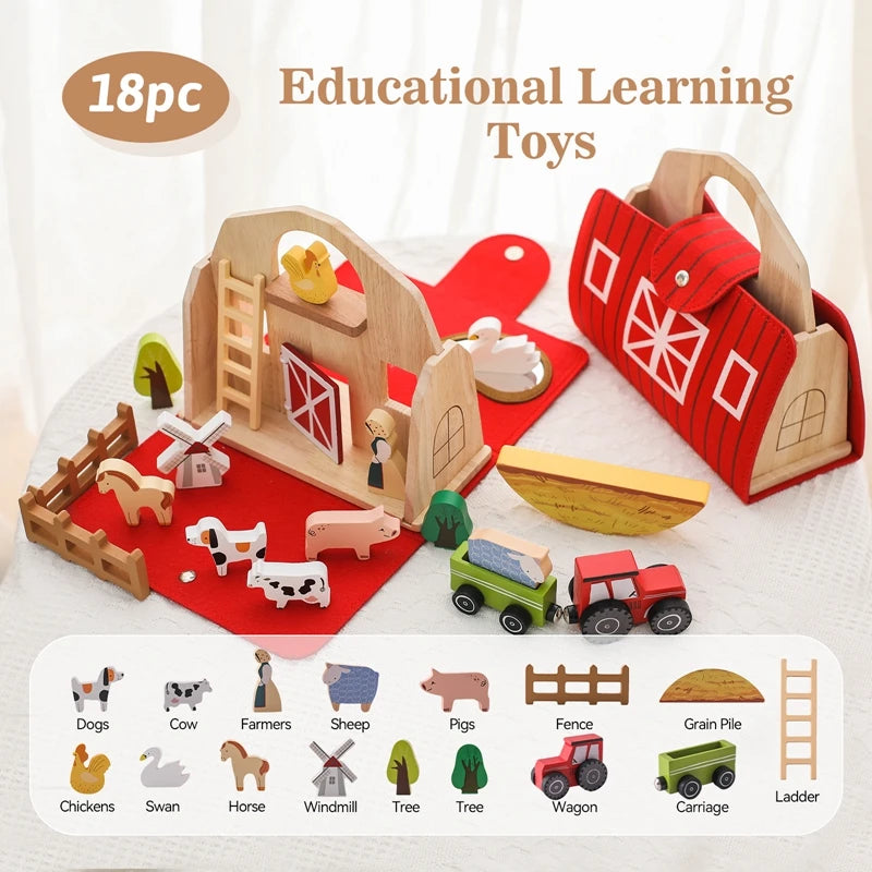 Baby Wooden Removable House Toys Barn Model Montessori Busy Box Toys Wooden Cars Animal Blocks Removable Newborn Puzzle Games