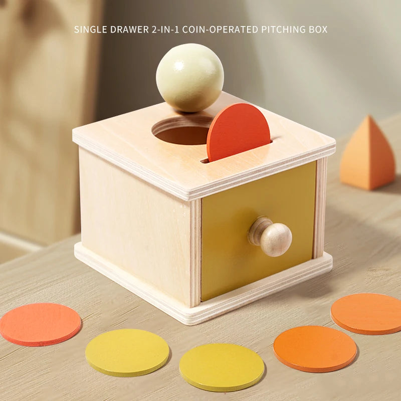 Montessori Infant Wooden Toys Target Box Rolling Drum Color Shape Cognition Match Educational Sensory Baby Teaching Aid Gifts