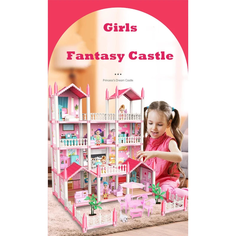 Princess Castle3d Dollhousekids Educational Villa Assembling Toy Set Playing Girl Doll House Toy Gifts DIY