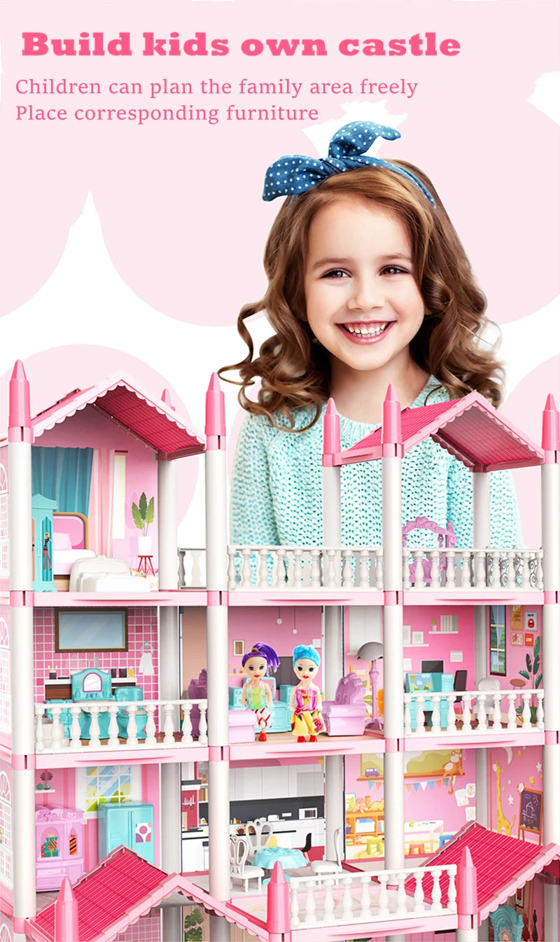 Princess Castle3d Dollhousekids Educational Villa Assembling Toy Set Playing Girl Doll House Toy Gifts DIY