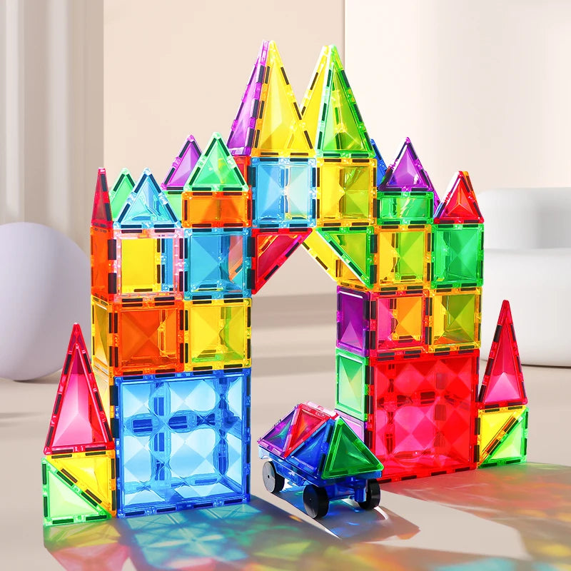 Montessori Educational Toys Magnetic Building Blocks Children DIY Construction Sets Star Diamond Magnetic Tiles for Kids Gift