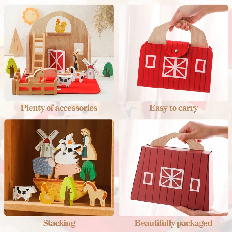 Baby Wooden Removable House Toys Barn Model Montessori Busy Box Toys Wooden Cars Animal Blocks Removable Newborn Puzzle Games