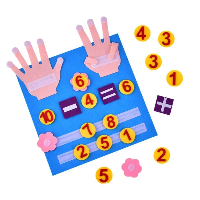 Kid Montessori Toys Felt Finger Numbers Math Toy Children Counting Early Learning For Toddlers Intelligence Develop 30*30cm