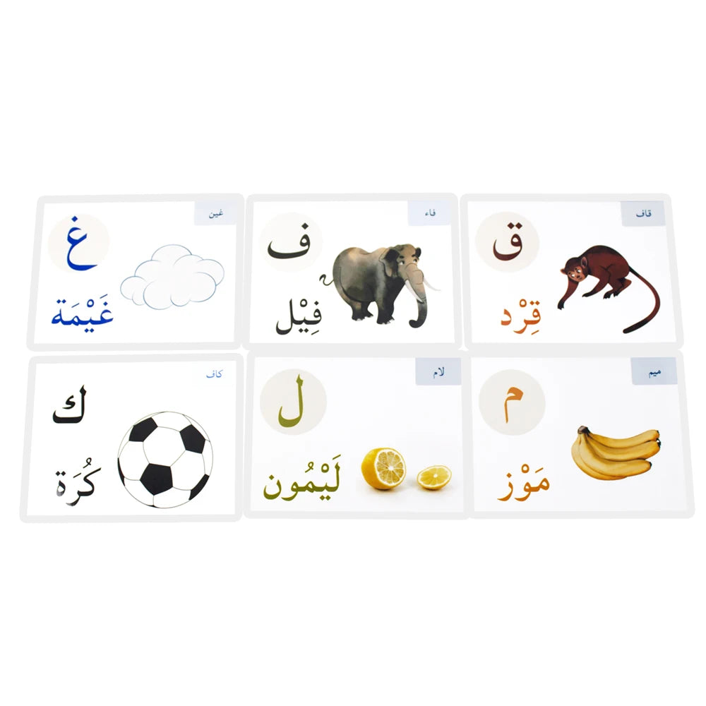 Baby Arabic Alphabet Card Montessori Learning Arabic Word Paper Children Educational Preschool Flashcards for Kids Cognitive Toy