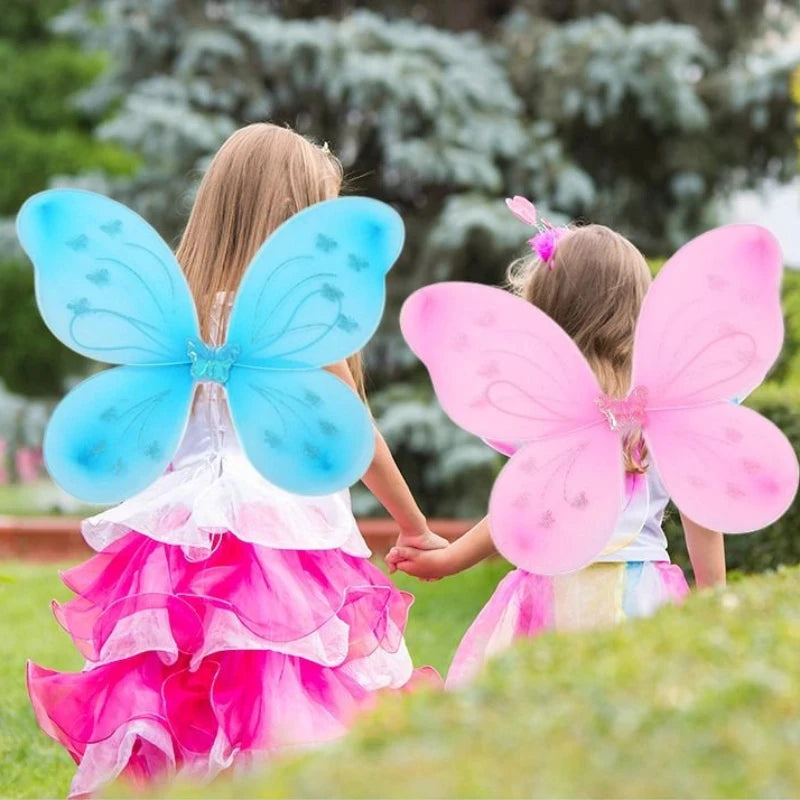 Kids Butterfly Headband Wings Cute Party Props with Fairy Wand Glitter Butterfly Dressing Up Fairy Wing Cosplay Costume