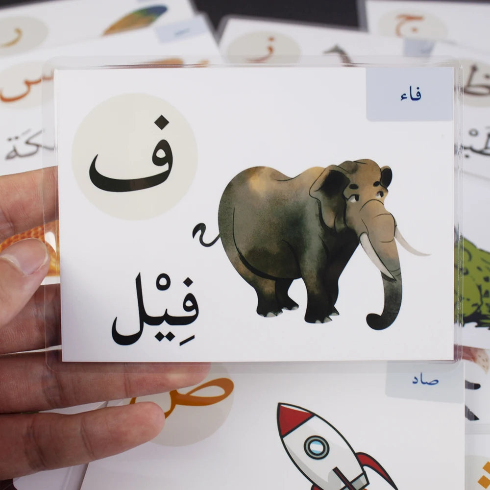 Baby Arabic Alphabet Card Montessori Learning Arabic Word Paper Children Educational Preschool Flashcards for Kids Cognitive Toy