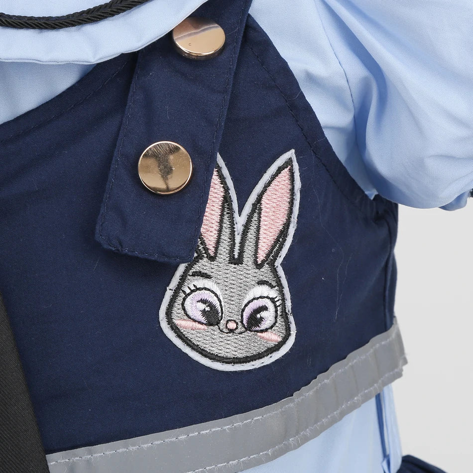 Movie Zootropolis Judy Cosplay Costume Kids Dress Tie Headdress Belt Socks Full Set Girls Police Role Play Uniform Halloween