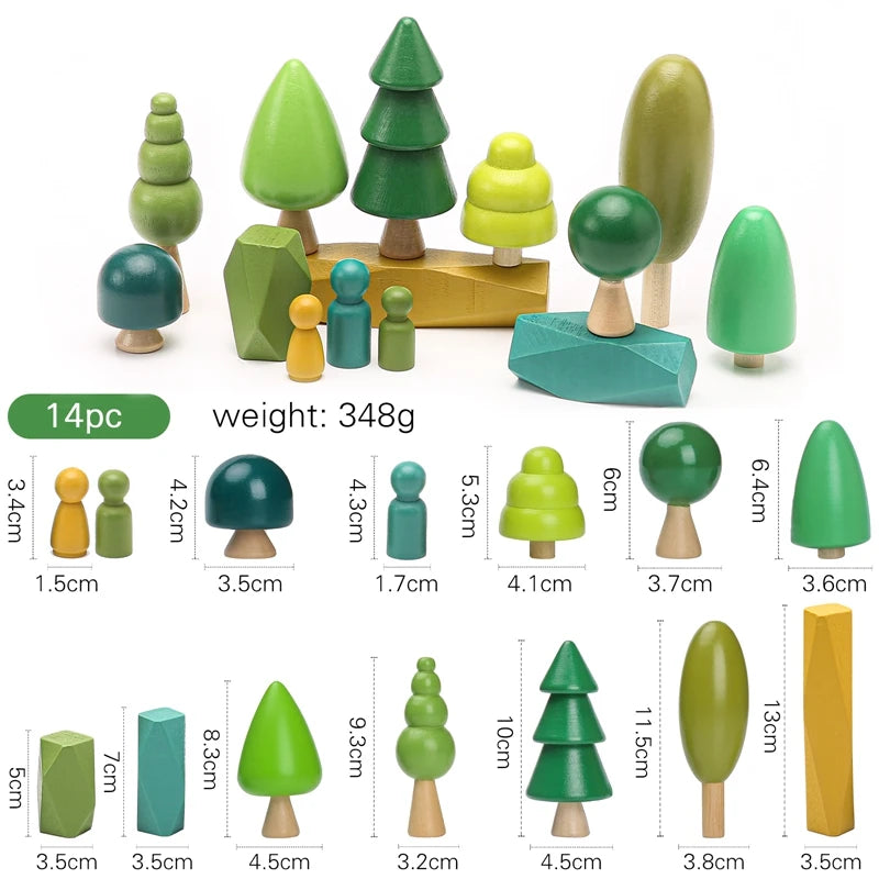 Wooden Grasp Matching Toy Wooden Building House Block Forest Ornaments Toy Christmas Tree Children Montessori Education Toy