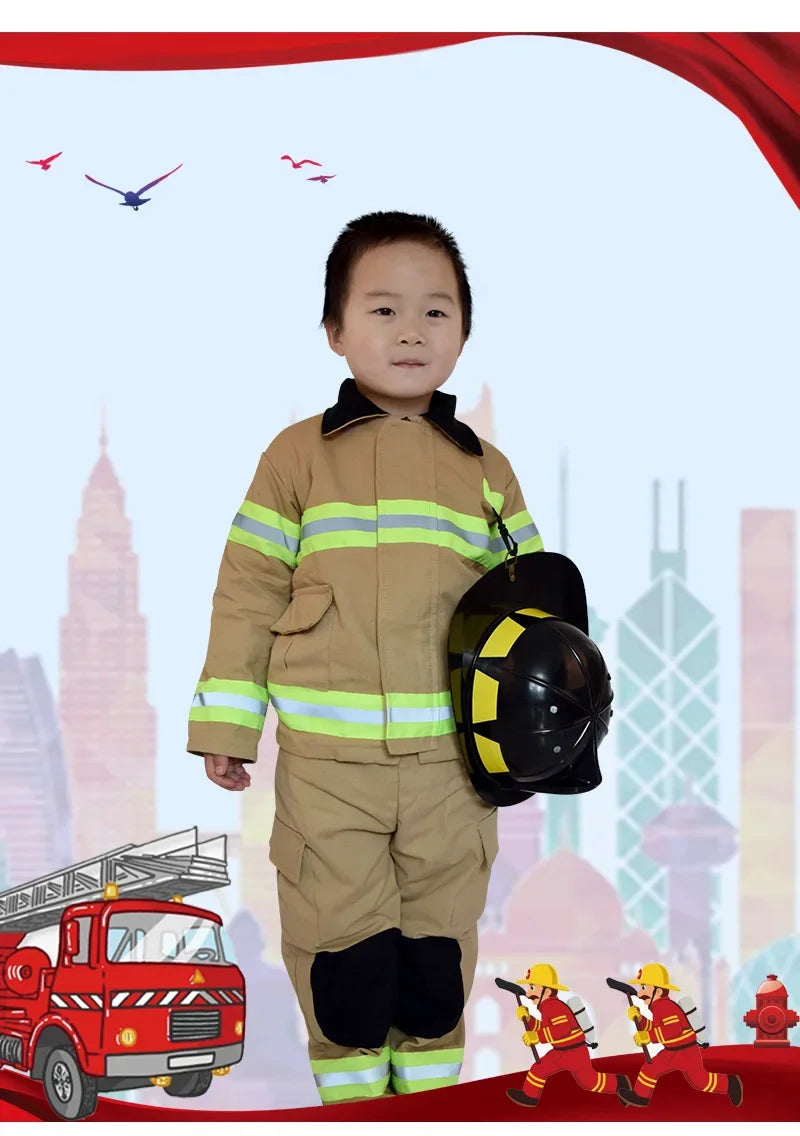 Little Firefighter Fire Drill Play Clothes 2024 Children's Fire Uniforms Children's Stage Performance Costumes Cosplay