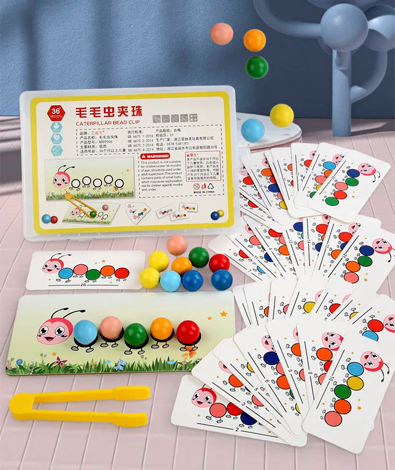 Wooden Clip Beads Games Montessori Toys Color Matching Parish Learning Set Fine Movement Training Educational Toys For Children