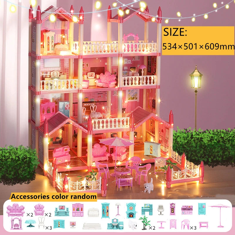 Princess Castle3d Dollhousekids Educational Villa Assembling Toy Set Playing Girl Doll House Toy Gifts DIY