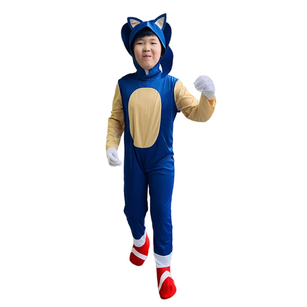 Anime Game Sonic Cosplay Costume Children's Hedgehog Zentai  Halloween Party Performance Costume Bodysuit