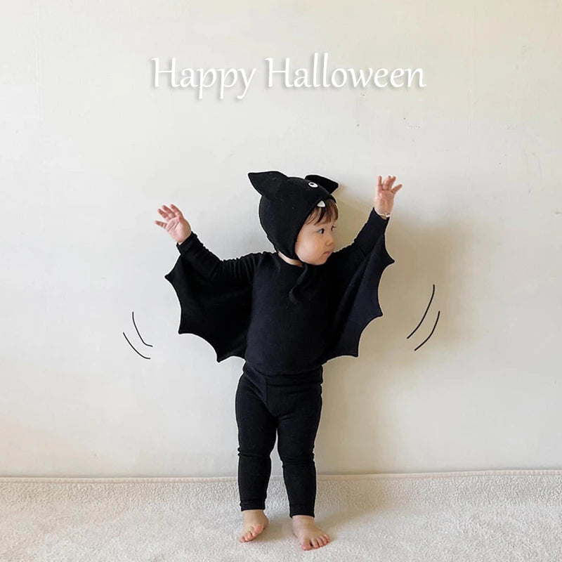 Autumn Kid Little Devil Pajama Set Elastic Tops+Pants+Hats.Unisex Children's Sleepwear Suit Toddler Boy Girl Halloween Clothes