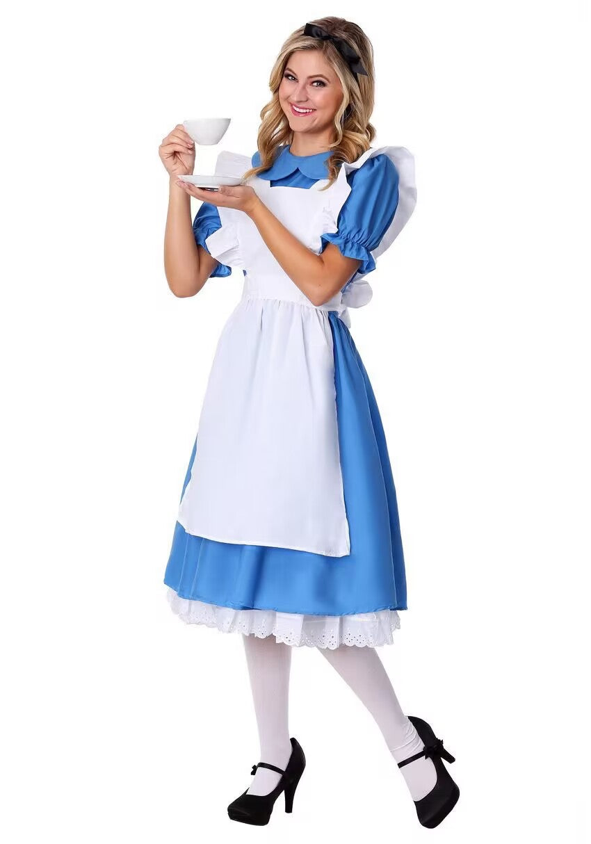 Children Girl Blue Alice In Wonderland Halloween Costume For Kids Party Lolita Maid Dress Cosplay Fancy Carnival Costumes Girls