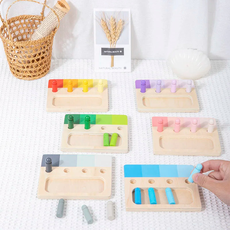 Wooden Montessori Toy Color Sense System Training Wood Insert Board 24 Color Children's Color Cognitive Matching Educational Toy