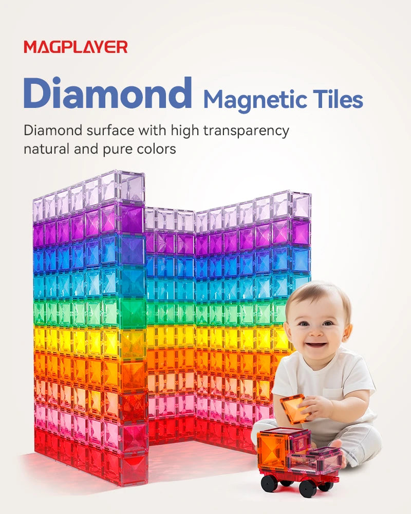 Montessori Educational Toys Magnetic Building Blocks Children DIY Construction Sets Star Diamond Magnetic Tiles for Kids Gift