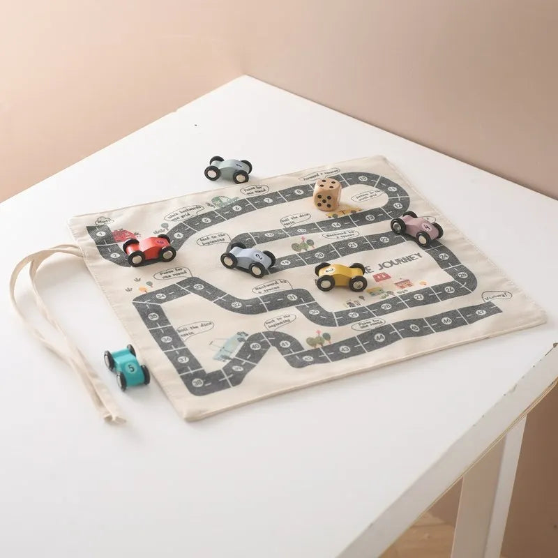 35*31CM Montessori Toys Baby Car Traffic Road Map Canvas Desktop Mat Game Wooden Car Parent-child Interaction Kid Education Gift