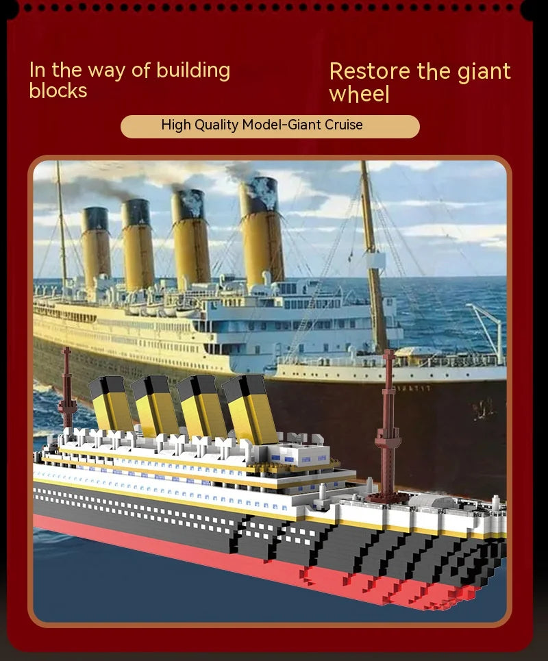 Titanic Giant Ship Boat Building Blocks Luxury Iceberg Cruise Wreck Set Micro City DIY Model Bricks Toys For Children Adult Gift