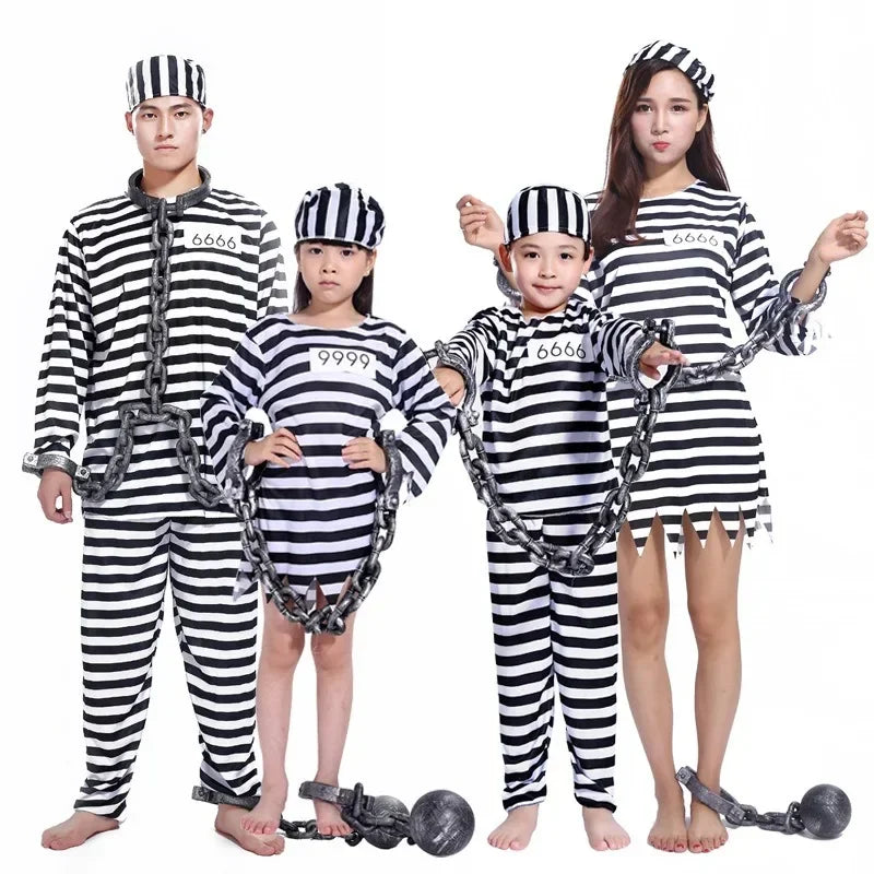 2024 Children Prisoner Uniform Violent Aesthetic for Halloween Cosplay Ghost Festival Children's Costume Parties